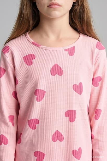 Girl 100% Cotton Long Sleeve Top and Flared Pants 2-Piece Pyjama Set Homewear (٤)