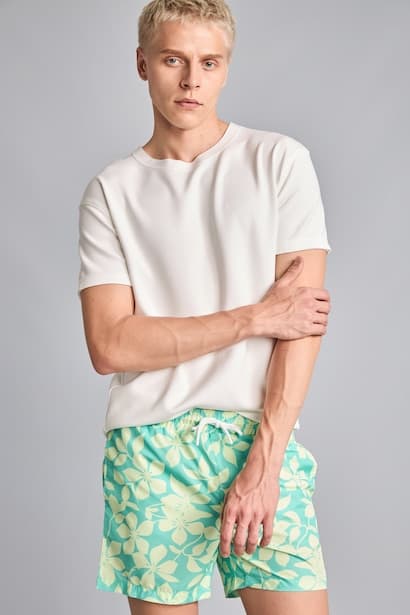 Printed Mint Green Swim Shorts Swimming Short (٣)