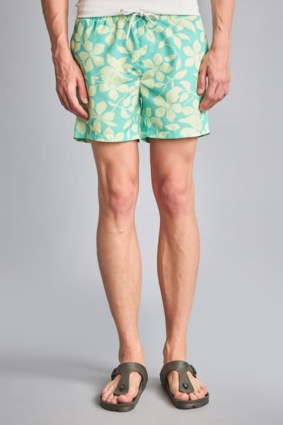 Printed Mint Green Swim Shorts Swimming Short (٤)