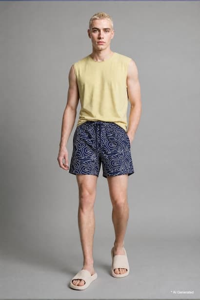 Printed Navy Swim Shorts Swimming Short