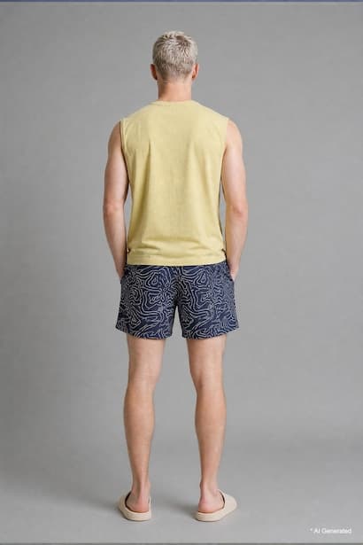 Printed Navy Swim Shorts Swimming Short (٣)
