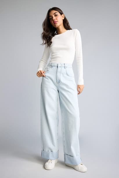 High Waist Trousers Jeans (٣)