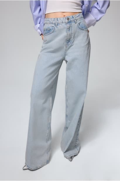 Wide Leg High Waist Trousers Jeans (٣)