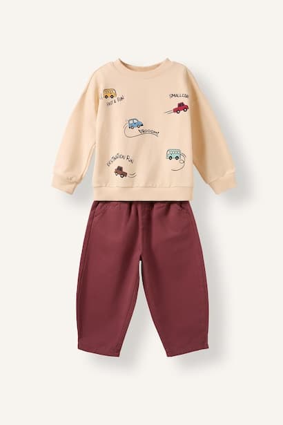 Baby Boy 100% Cotton Car Print 2 Piece Set (٣)