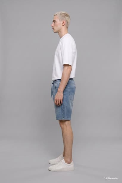 Baggy Fit Blue Shorts Denim Shorts (٣)