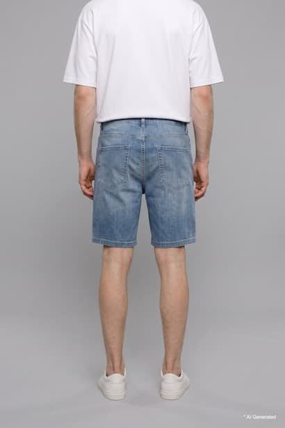 Baggy Fit Blue Shorts Denim Shorts (٤)