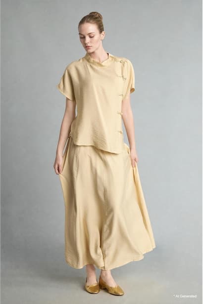 A-Line Elastic Waist Maxi Skirt (٤)