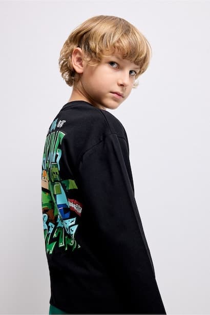 Boy 100% Cotton Minecraft Oversize Back Printed T-Shirt