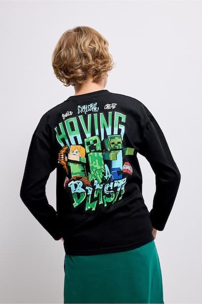Boy 100% Cotton Minecraft Oversize Back Printed T-Shirt (٤)