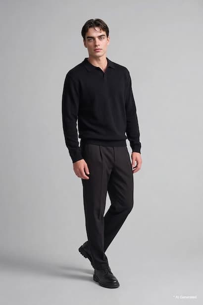 Polo Collar Long Sleeve Sweatshirt