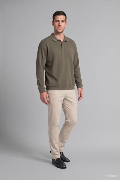 Polo Collar Long Sleeve Sweatshirt