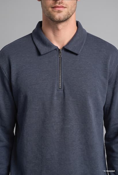 Polo Collar Long Sleeve Sweatshirt (4)