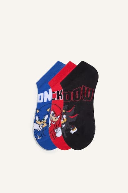 Boy Sonic the Hedgehog 3 Piece Cotton Ankle Socks