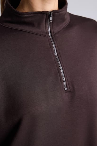 Regular Fit Mock Neck Half-Zip Long Sleeve Tunic (4)