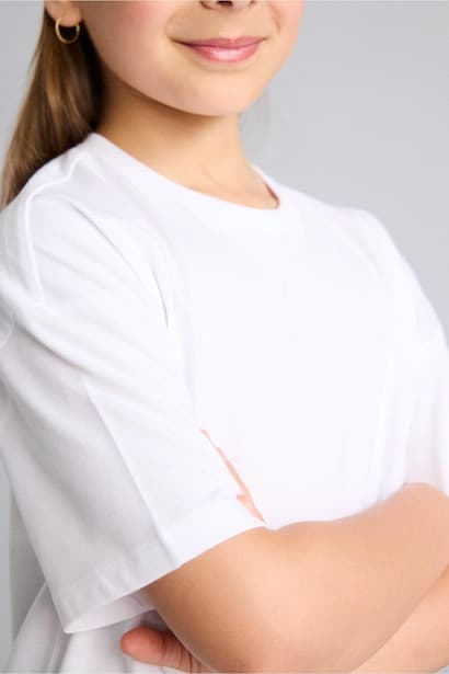 Girl Regular Fit Short Sleeve White T-Shirt (4)