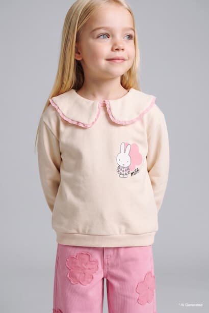 Baby Girl Miffy Regular Fit Baby Collar Thick Sweatshirt (٣)