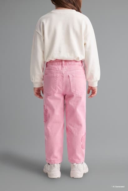 Baby Girl Wide Leg Jeans (٣)