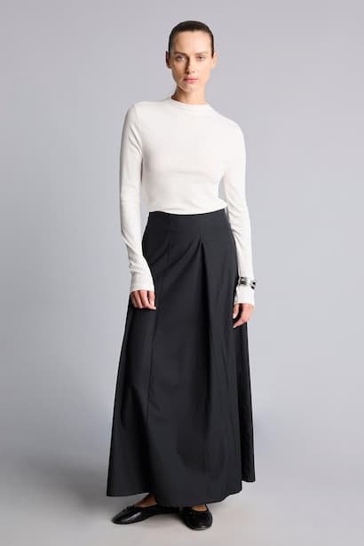 100% Cotton Flared Maxi Skirt (٣)