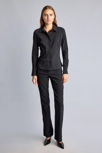 Flared Fit Bengaline Double-Button Trousers