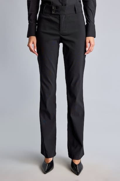 Flared Fit Bengaline Double-Button Trousers (3)