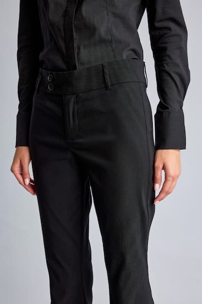 Flared Fit Bengaline Double-Button Trousers (4)
