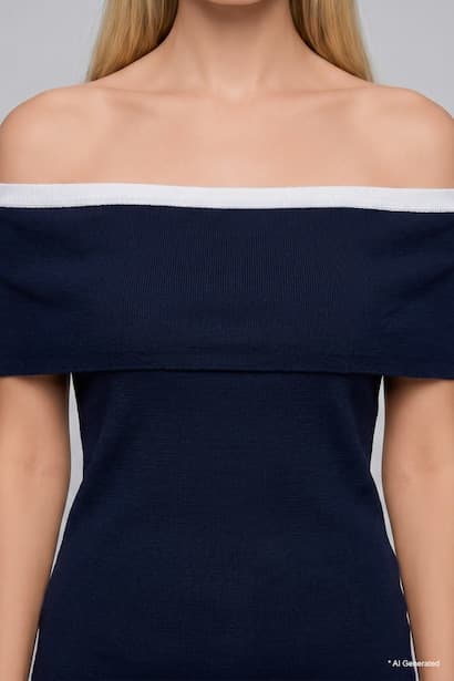 Slim Fit Off Shoulder Ribana Long Sleeve T-Shirt (4)
