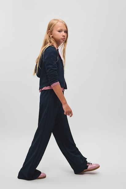 Girl Wide Leg Modal Elastic Waist Jogger Sweatpants (3)