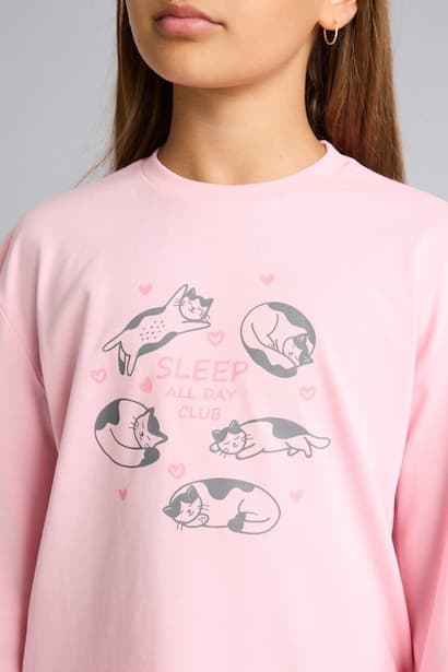 Girl 100% Cotton Printed Long Sleeve Top Long Bottom Pyjama Set Homewear (٤)