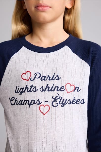 Girl 100% Cotton Crew Neck Printed Raglan T-Shirt (٤)