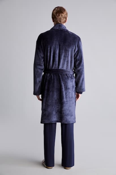 Regular Fit Plush Shawl Collar Belted Bathrobe Homewear (٤)
