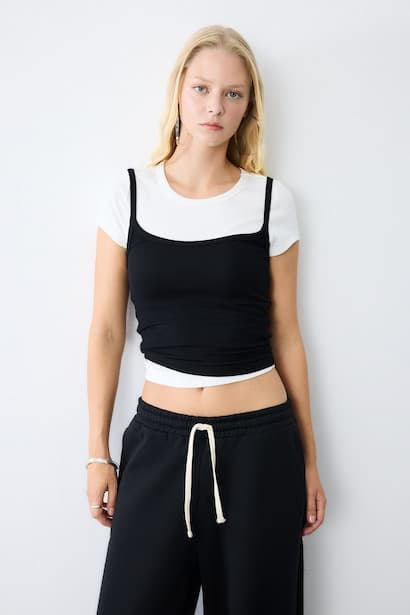 Fitted Ribbed U-Neck Tank Top
