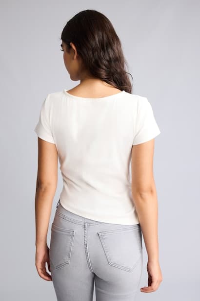 Fitted Fit Ribbed Boat Neck Short Sleeve T-Shirt (4)