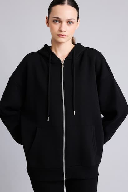 Oversize Hooded Thick Fabric Cardigan