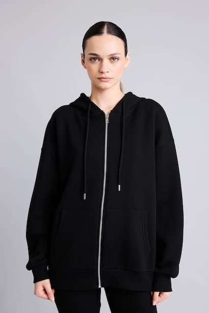 Oversize Hooded Thick Fabric Cardigan (٣)