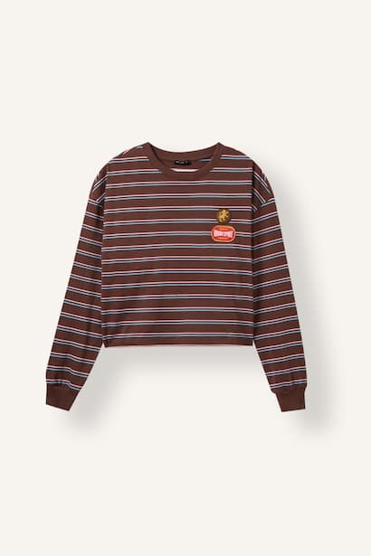 100% Cotton Loose Fit Striped Sweatshirt