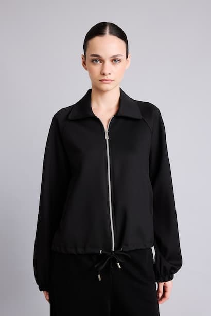 Oversize Fit Scuba Fabric Polo Collar Cardigan (٣)