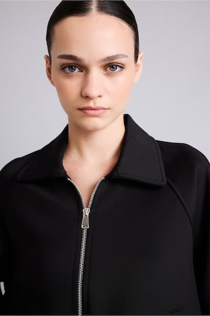 Oversize Fit Scuba Fabric Polo Collar Cardigan (٤)