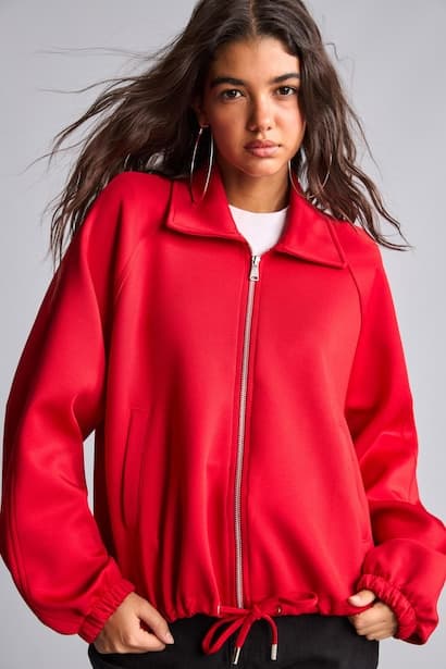 Oversize Fit Scuba Polo Neck Zip-Up Cardigan (٤)