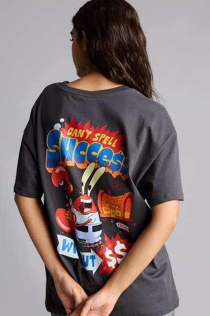 100% Cotton SpongeBob Oversize Fit Crew Neck Short Sleeve T-Shirt
