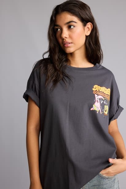 100% Cotton SpongeBob Oversize Fit Crew Neck Short Sleeve T-Shirt (٣)