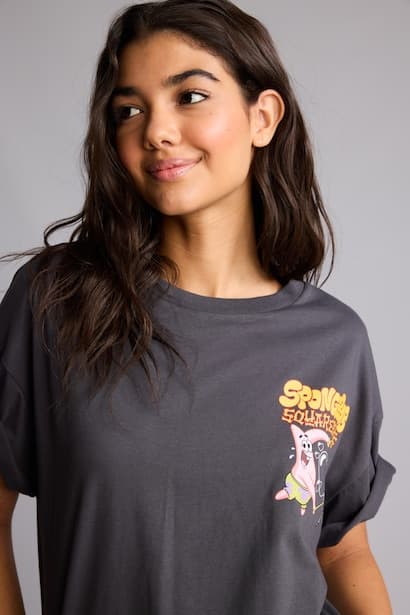 100% Cotton SpongeBob Oversize Fit Crew Neck Short Sleeve T-Shirt (٤)