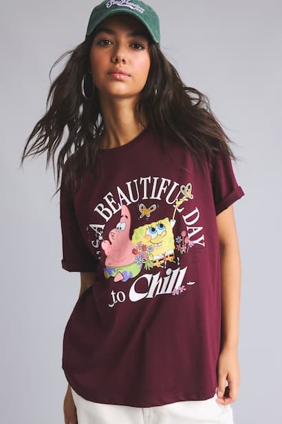 100% Cotton SpongeBob Oversize Printed T-Shirt
