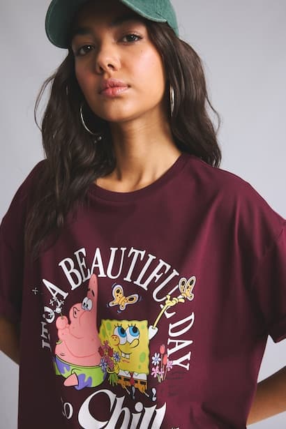100% Cotton SpongeBob Oversize Printed T-Shirt (4)