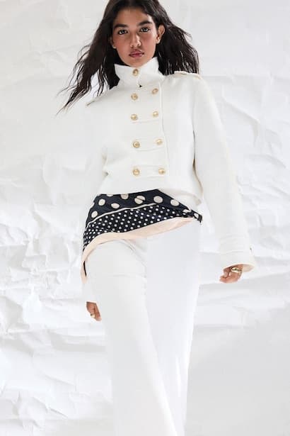 Stand Collar Tweed Napoleon Jacket Blazer (٤)