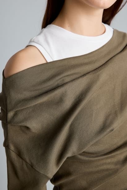 100% Cotton Slim Fit One Shoulder Ribbed Basic T-Shirt (4)