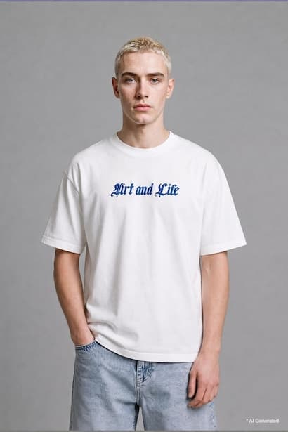 Oversize Crew Neck Printed T-Shirt (٣)