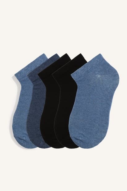 Man Textured Cotton 5 Piece Socks Bobby Socks
