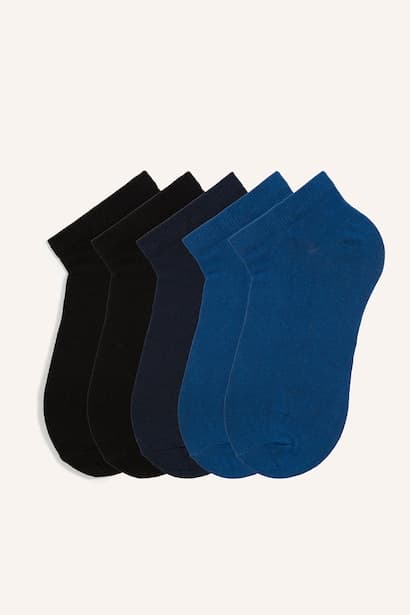 Man Textured Cotton 5 Piece Socks Bobby Socks