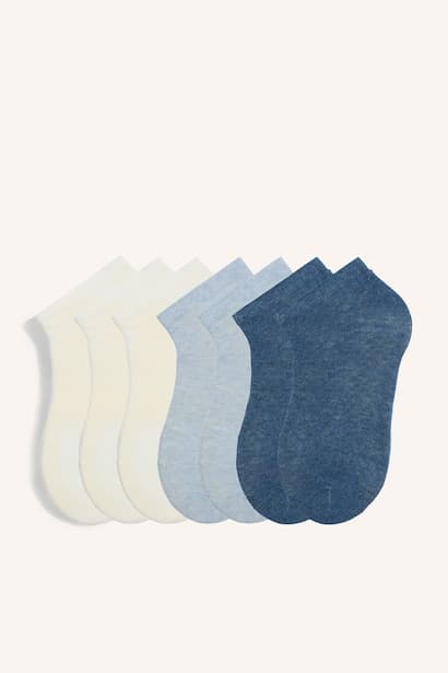 Woman 7 Piece Cotton Textured Socks Bobby Socks