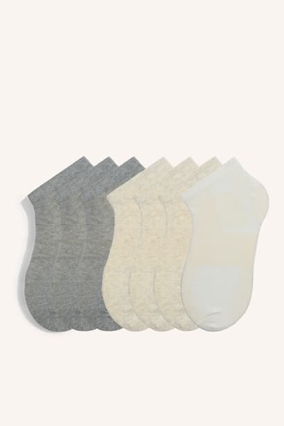 Woman 7 Piece Cotton Textured Socks Bobby Socks